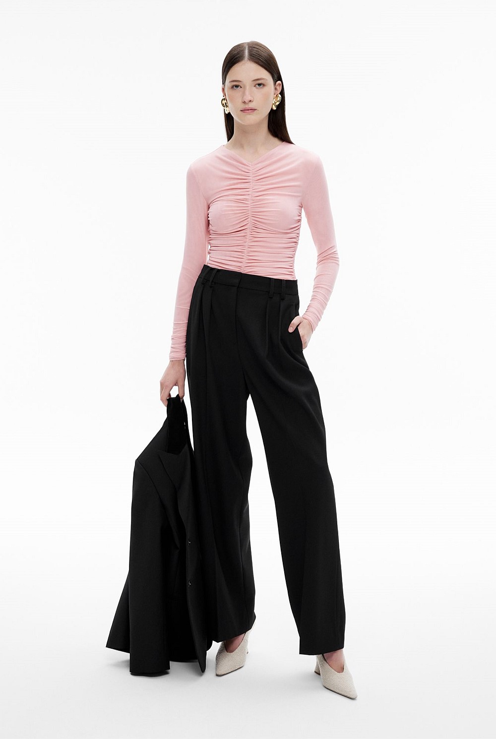 Gather Front Long Sleeve Top