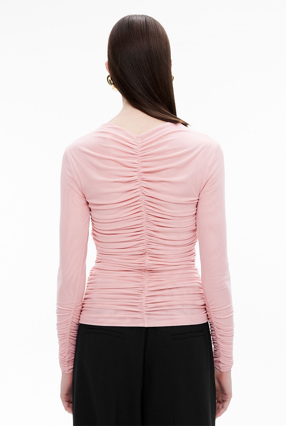 Gather Front Long Sleeve Top