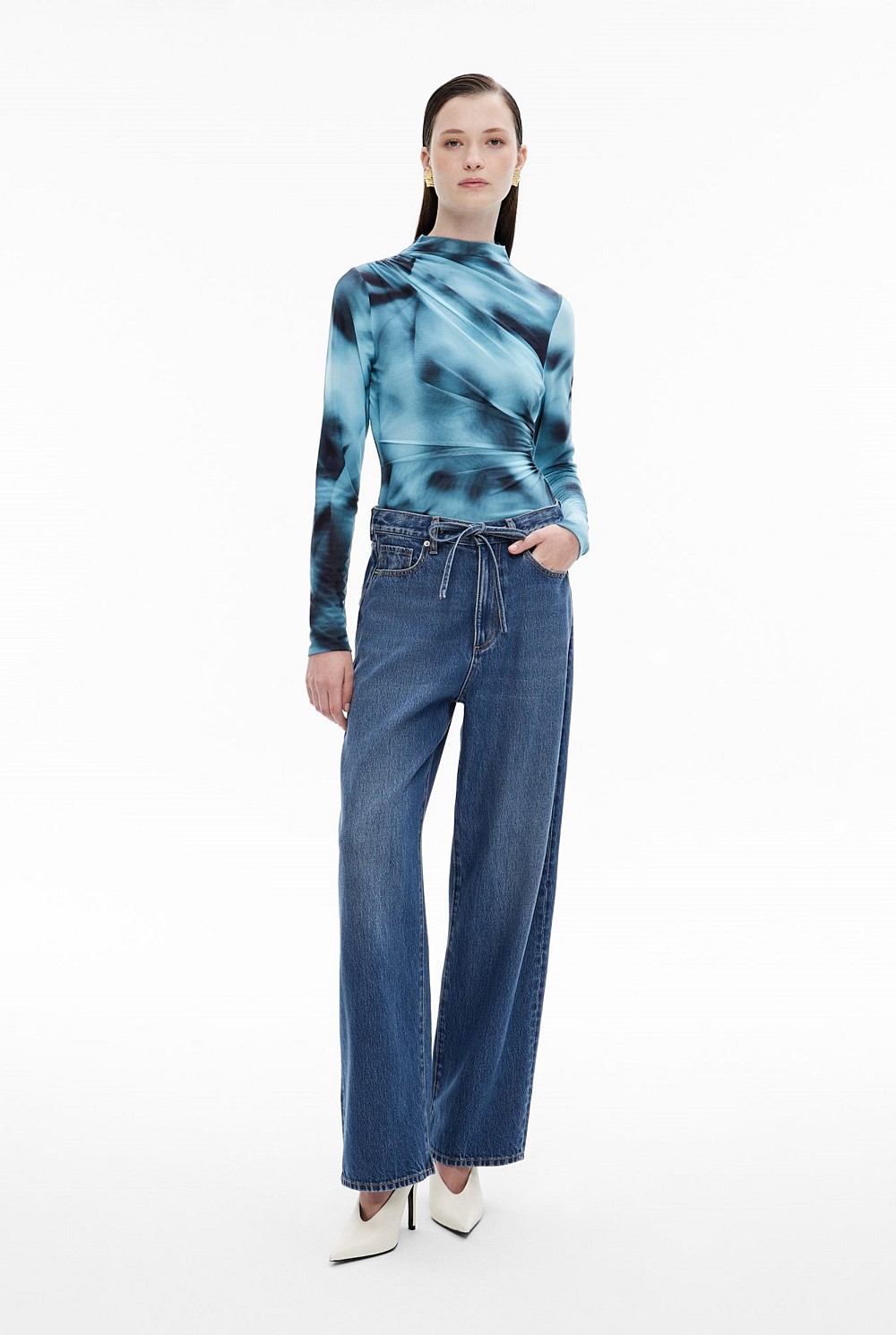 Mesh Mock Neck Top