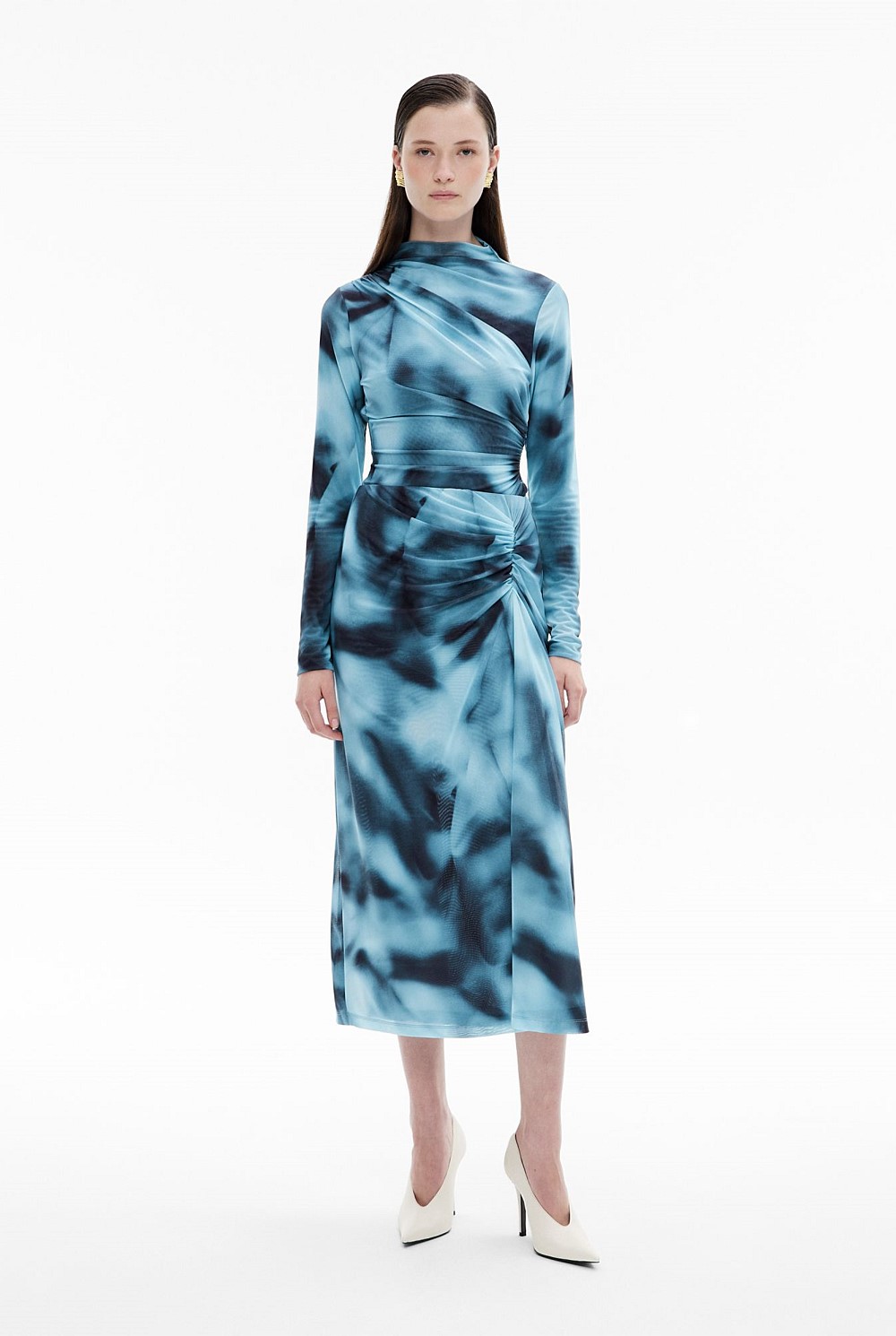 Gather Side Mesh Skirt