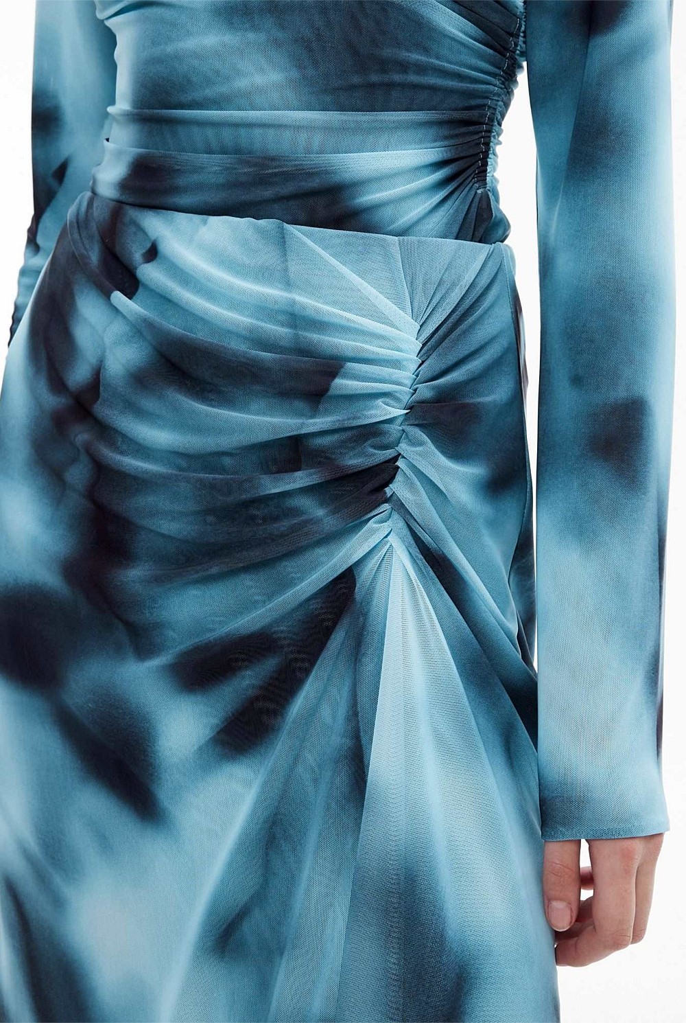 Gather Side Mesh Skirt