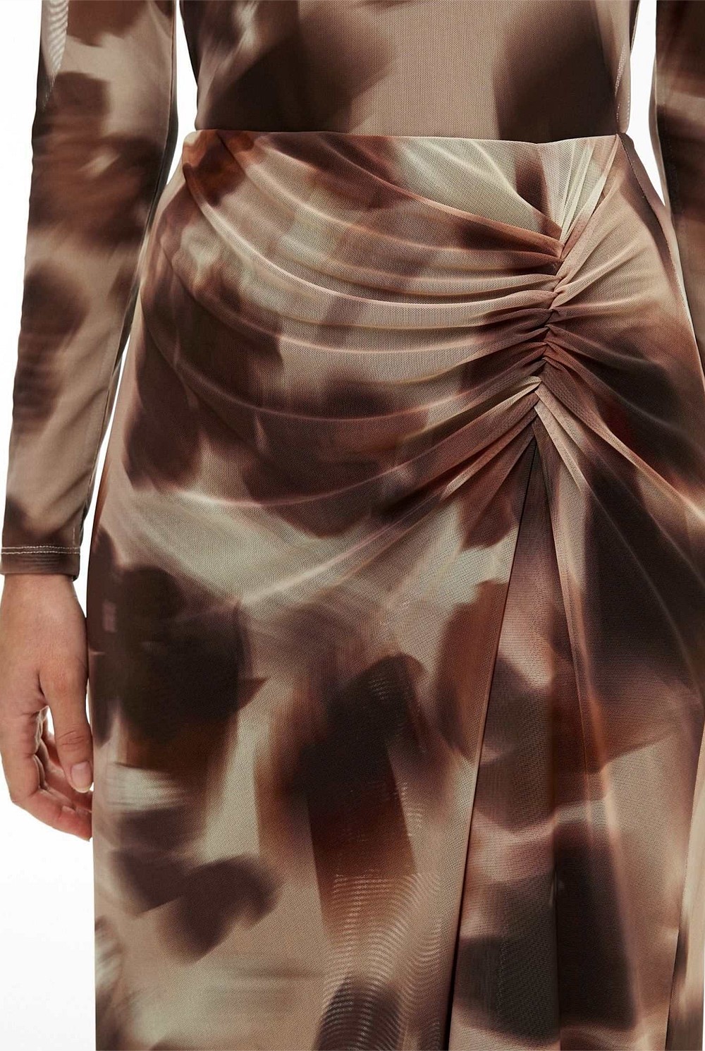 Gathered Side Mesh Skirt