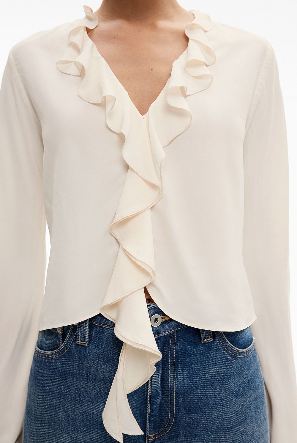 Ruffle V Neck Blouse