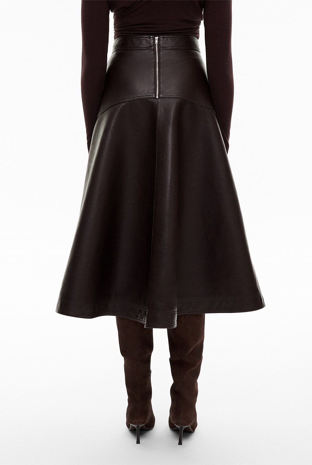 Spliced Faux Leather Skirt