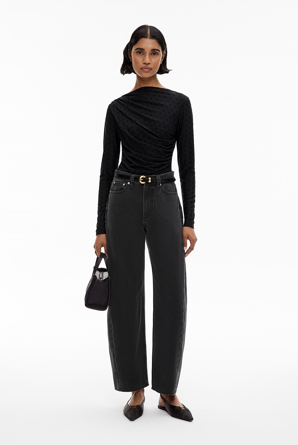 Mesh Drape Ls Top