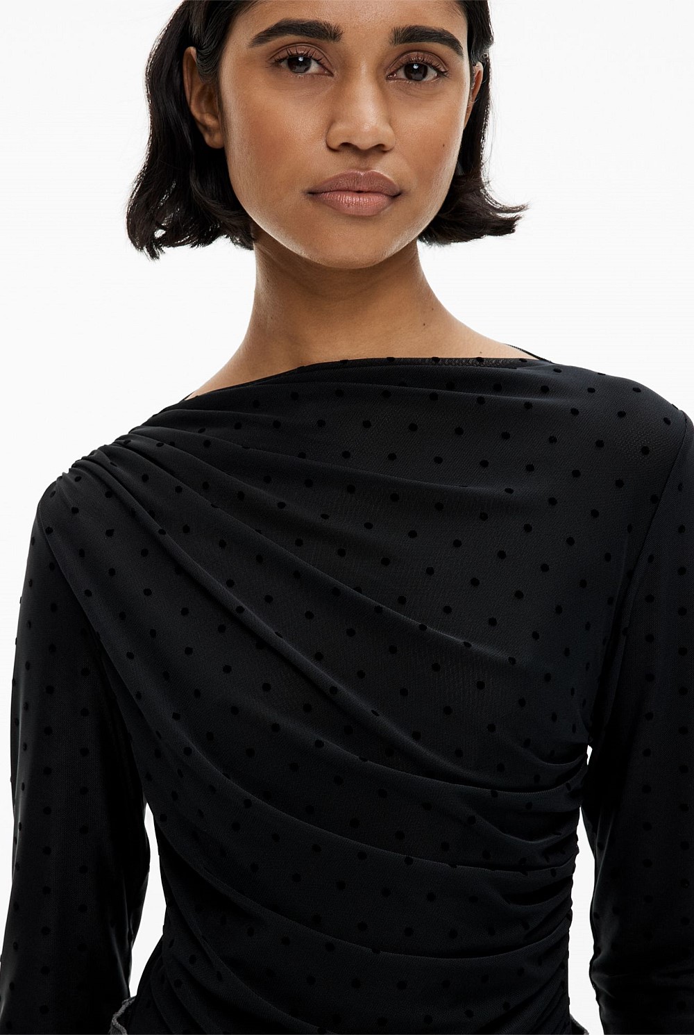 Mesh Drape Ls Top