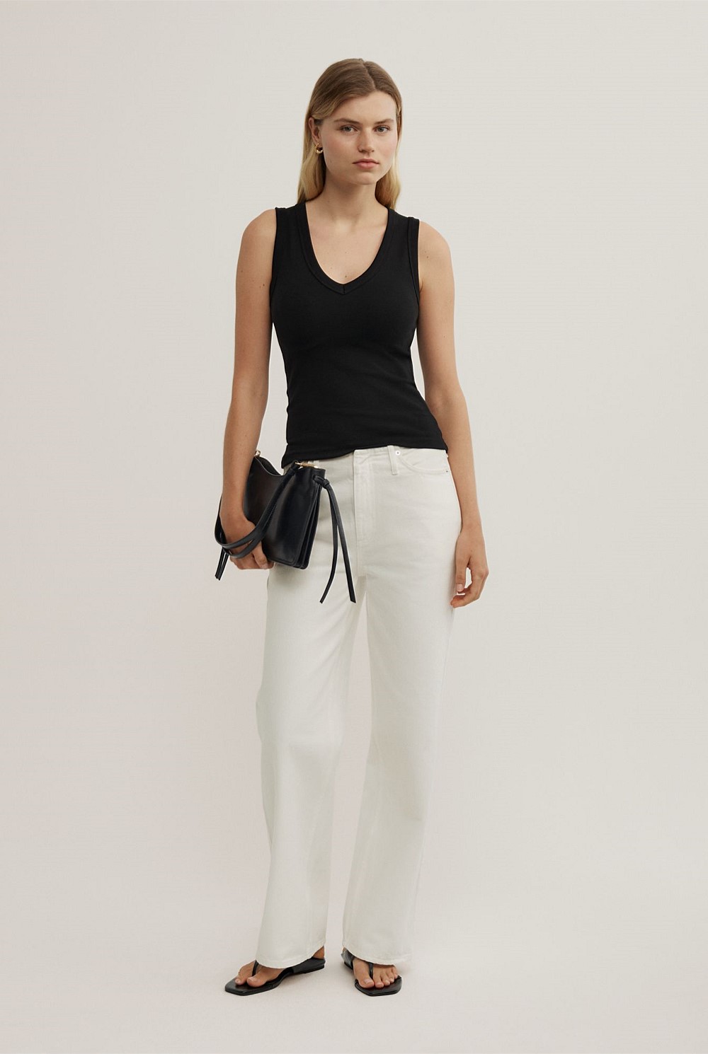 Fine Rib V-Neck Tank Top