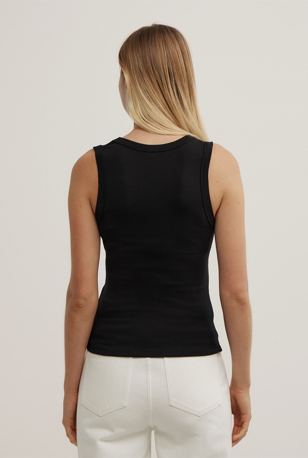 Fine Rib V-Neck Tank Top