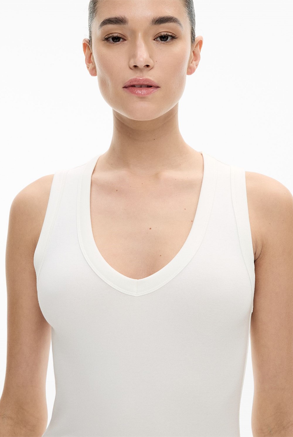 Fine Rib V Neck Tank