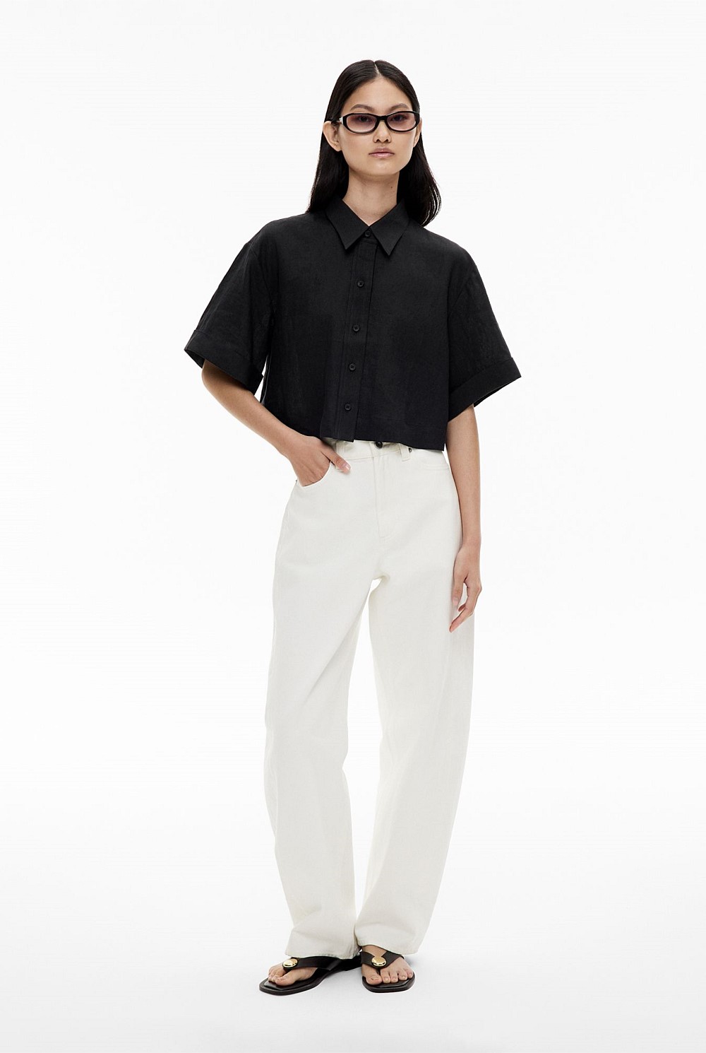 Linen Crop Shirt