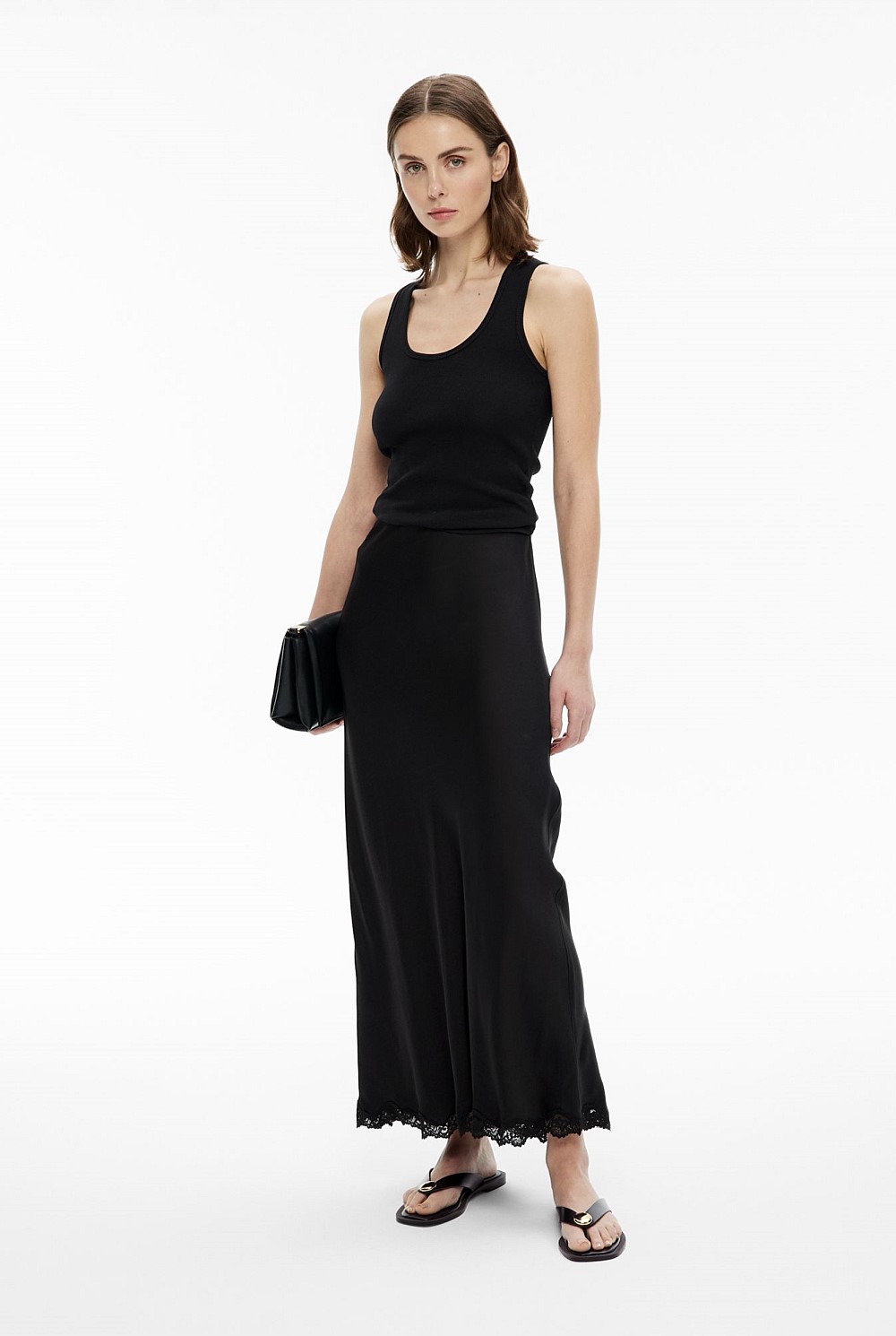 Lace Trim Maxi Skirt