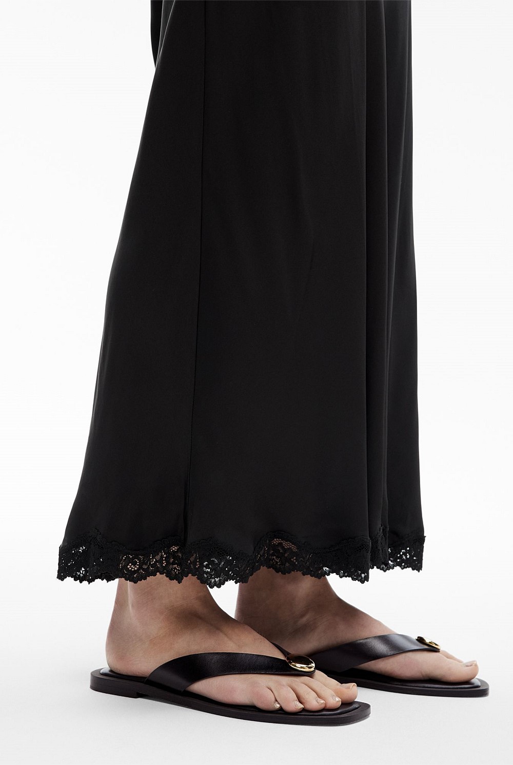 Lace Trim Maxi Skirt