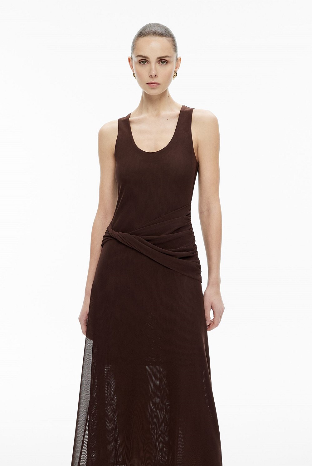 Twist Scoop Mesh Dress