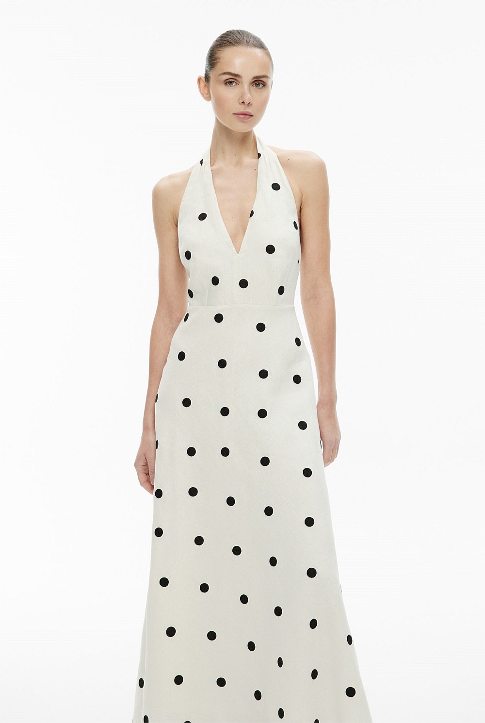 Spot Halter Maxi Dress