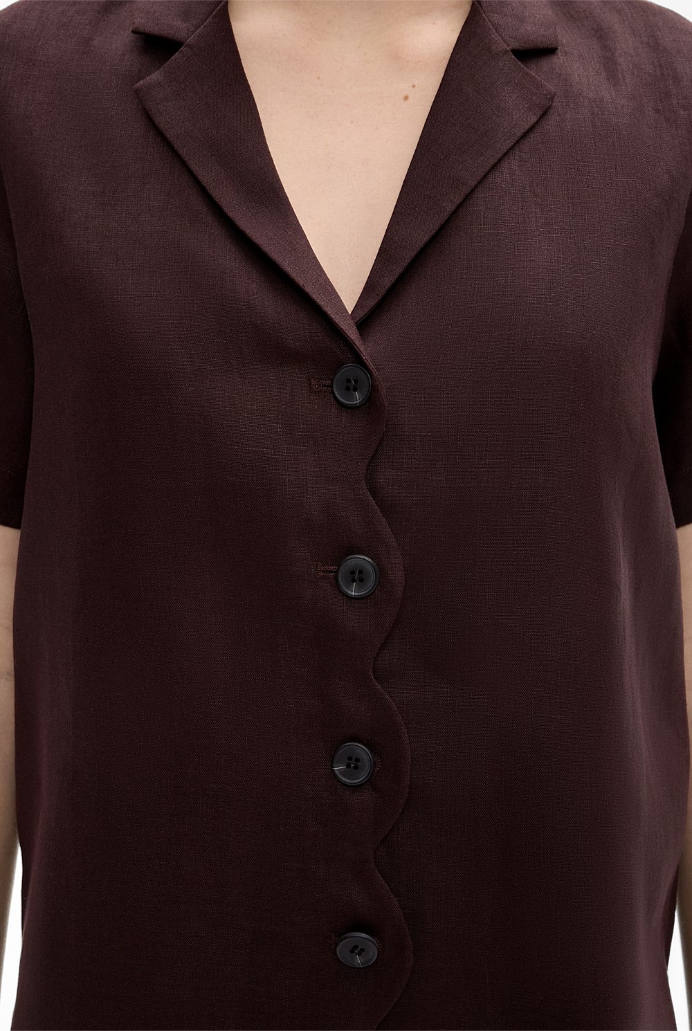 Scalloped Linen Shirt