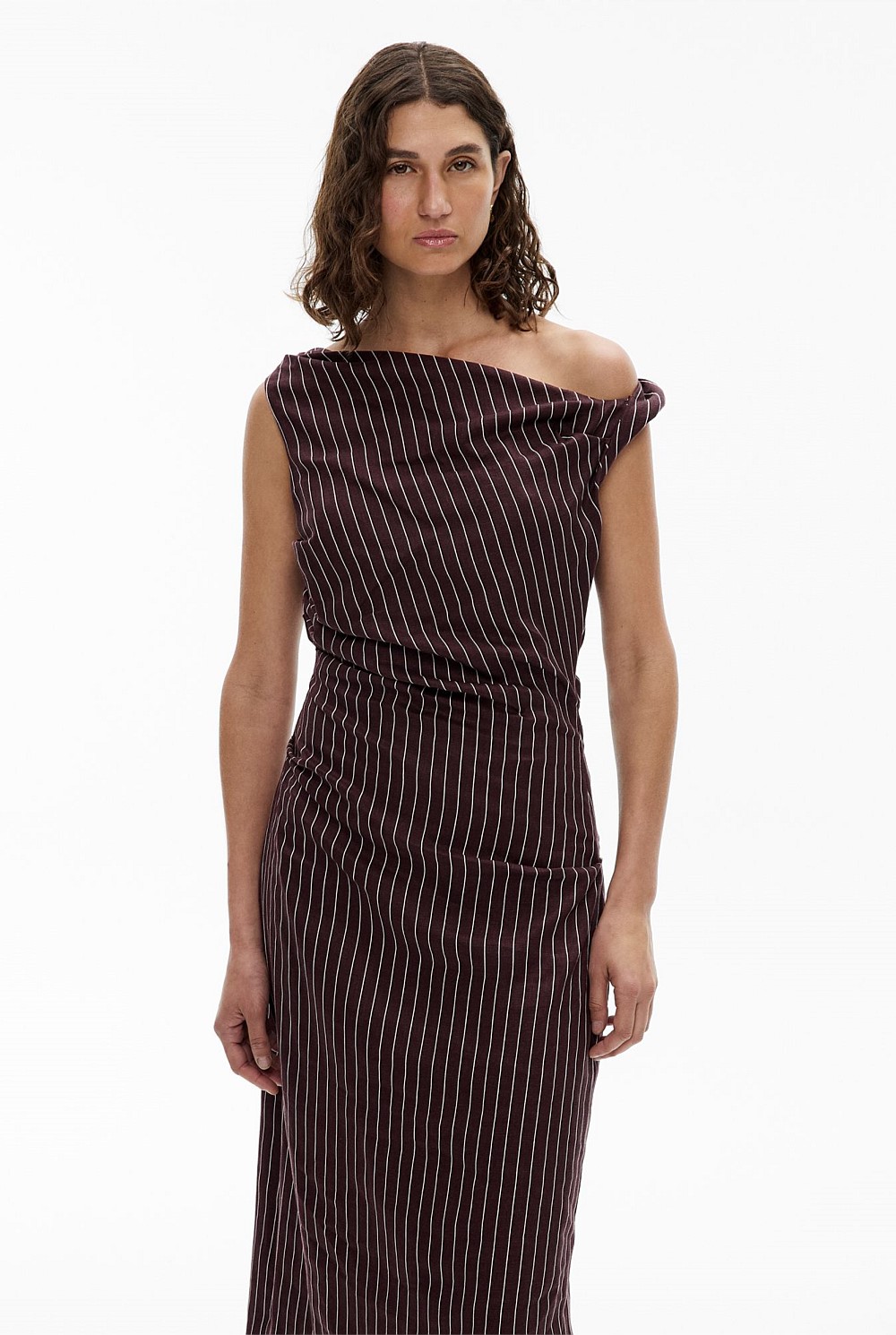 Twist Asymmetric Midi Dress
