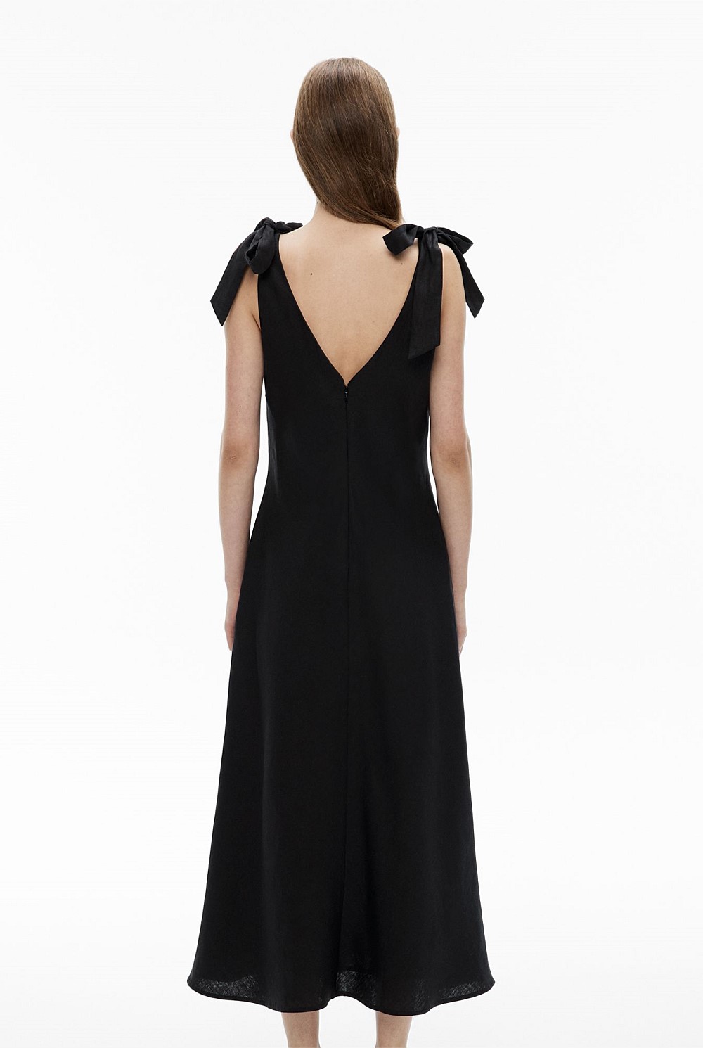 V-Neck Linen Midi Dress