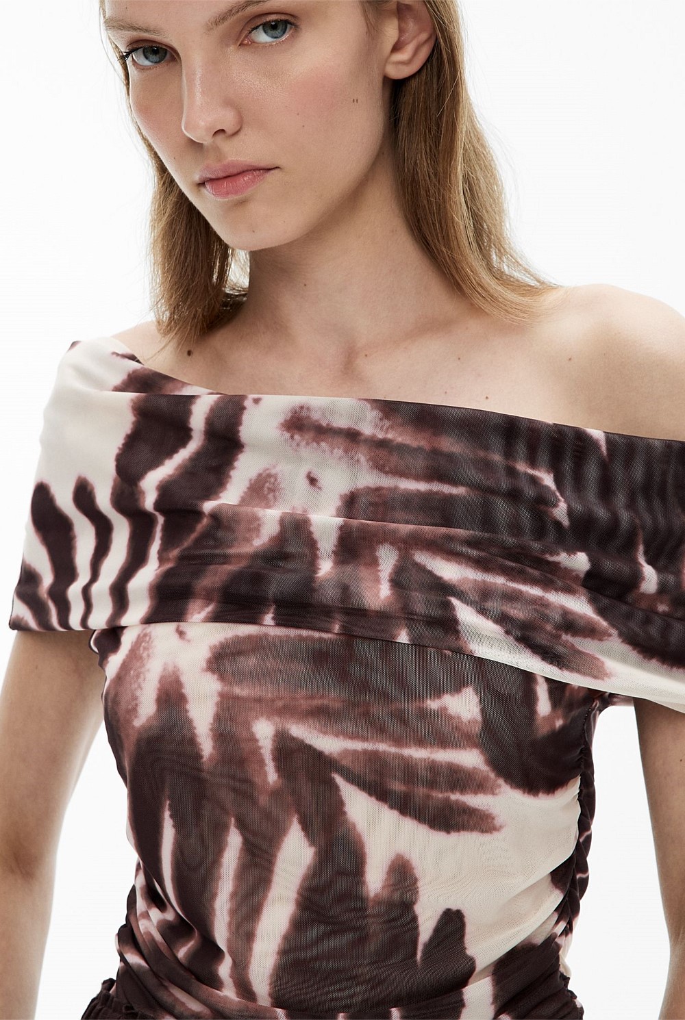 Off Shoulder Mesh Top