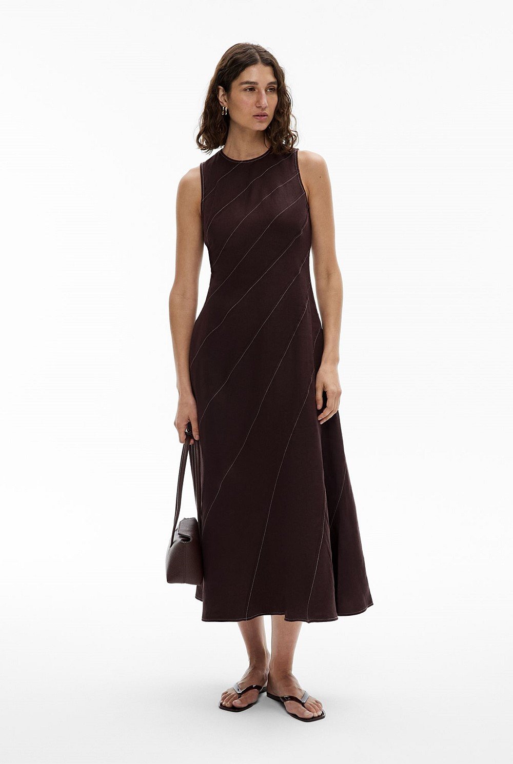 Asymmetric Seam Linen Dress