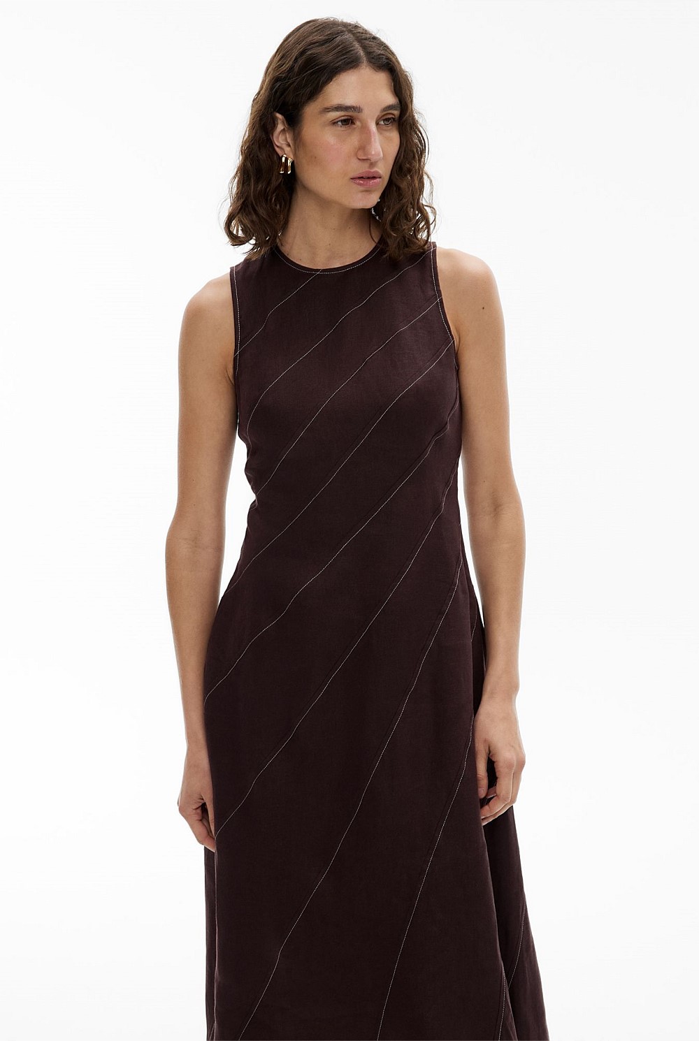 Asymmetric Seam Linen Dress