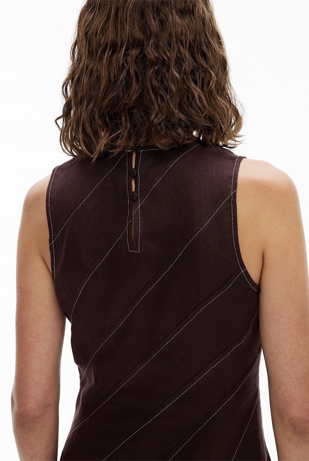 Asymmetric Seam Linen Dress