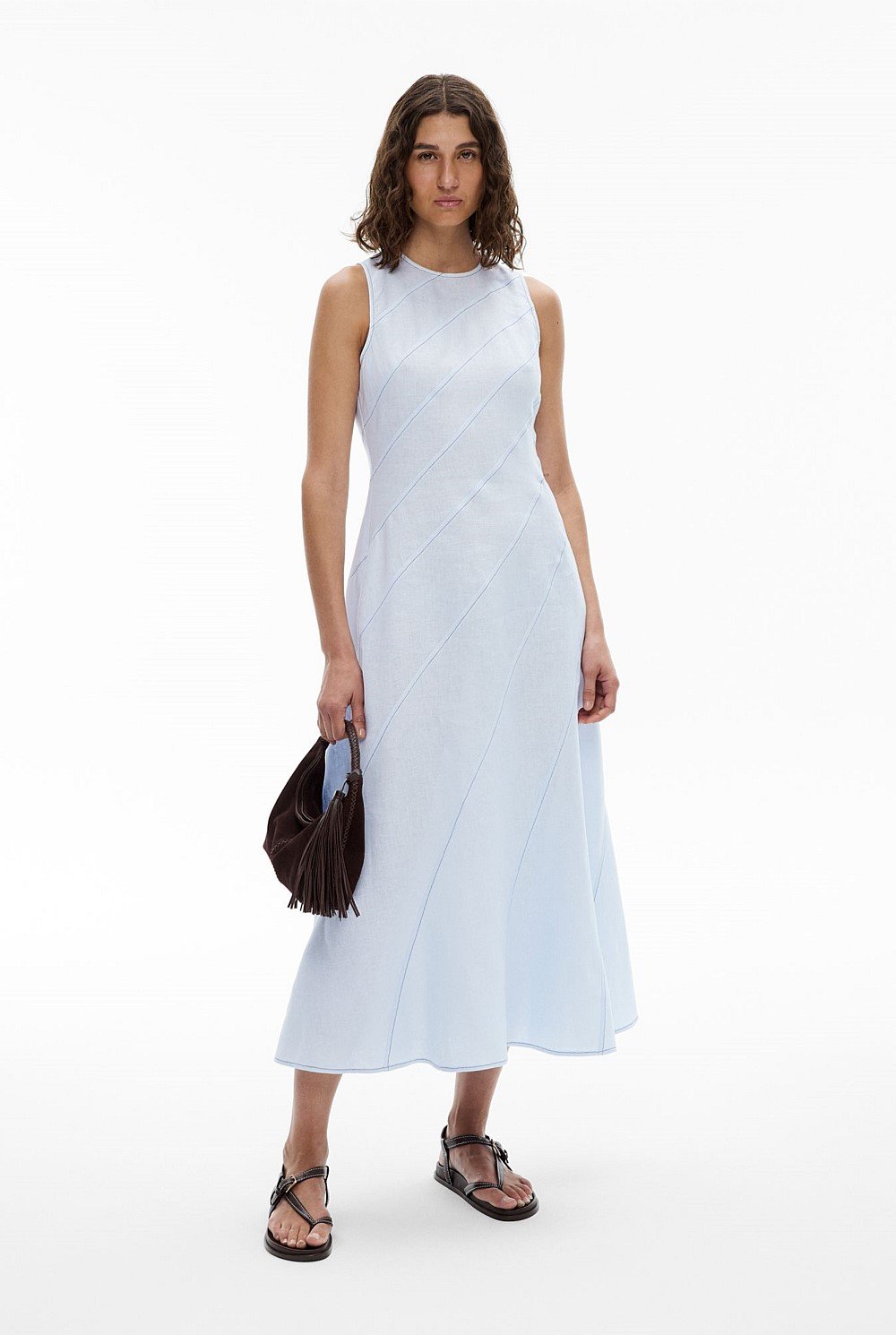 Asymmetric Seam Linen Dress
