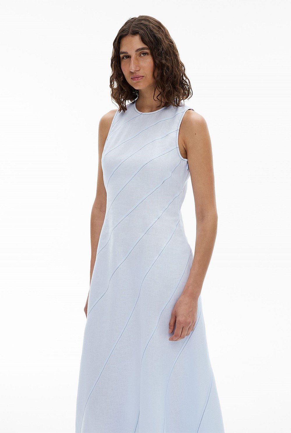 Asymmetric Seam Linen Dress