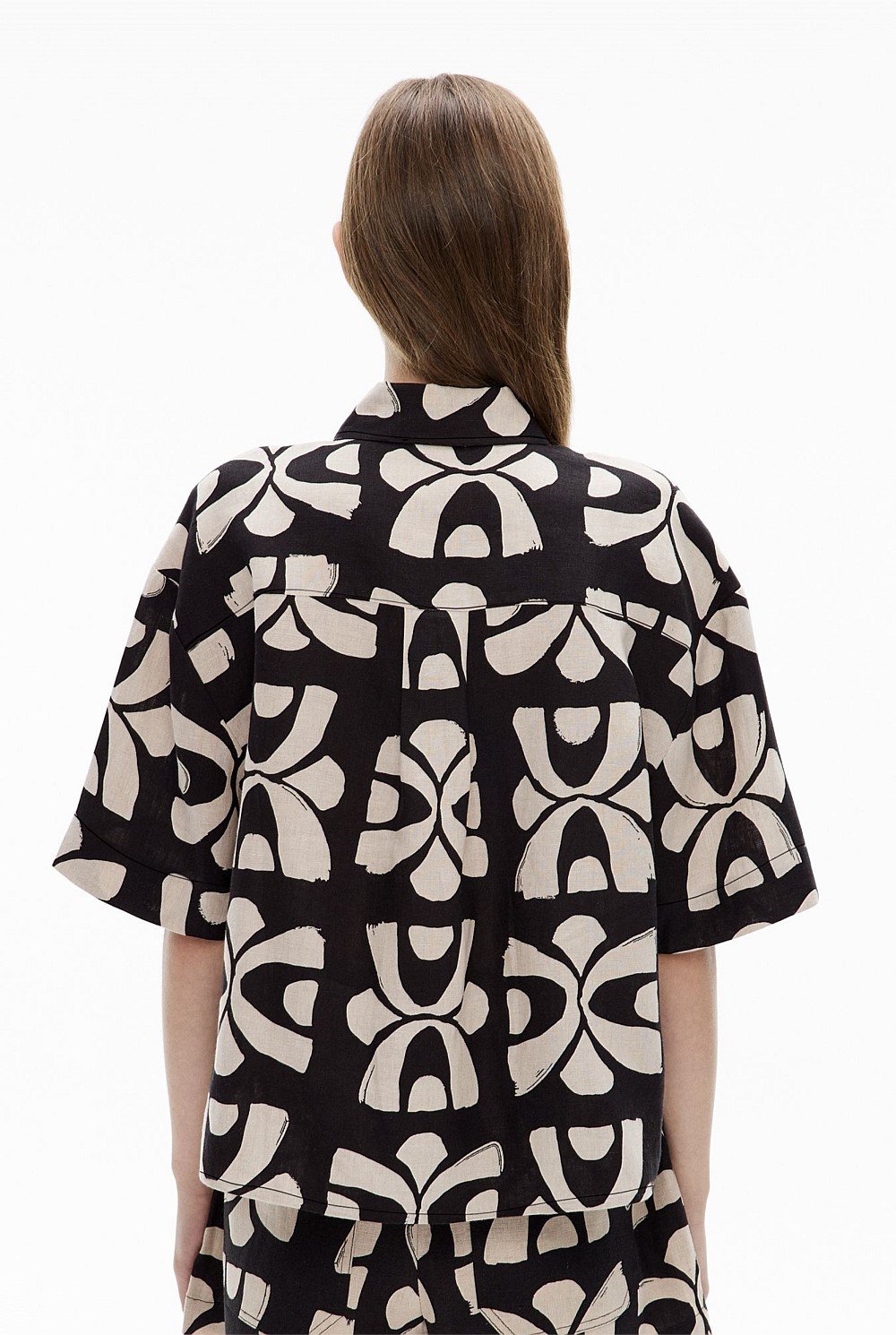 Short Sleeve Printed Linen Shirt