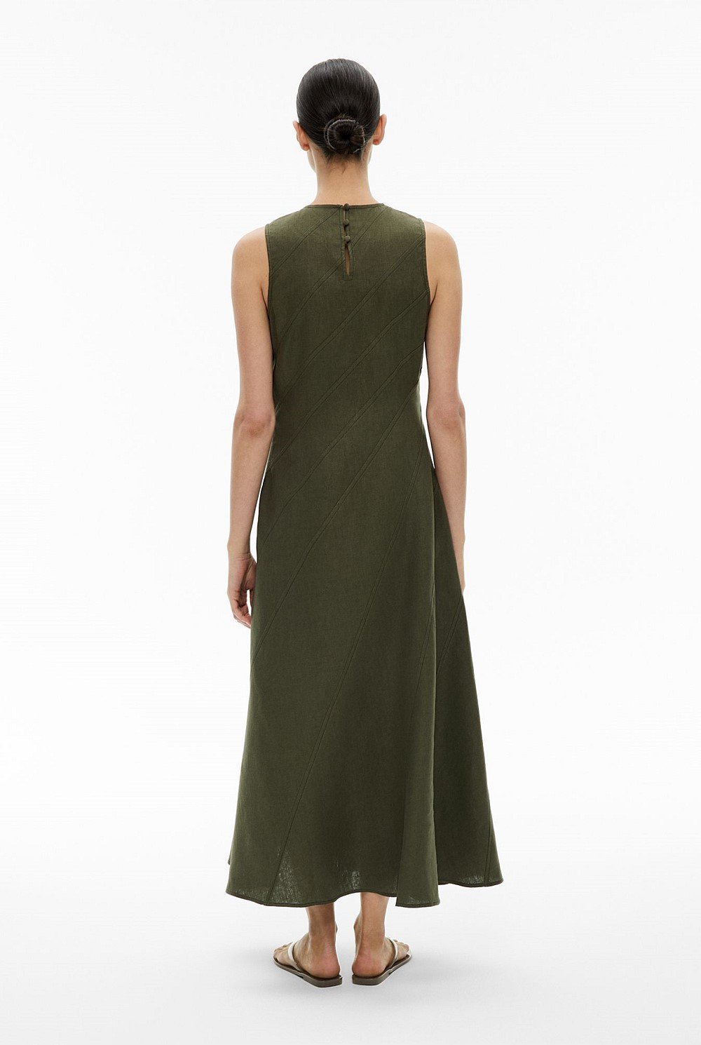 Asymmetric Seam Linen Dress