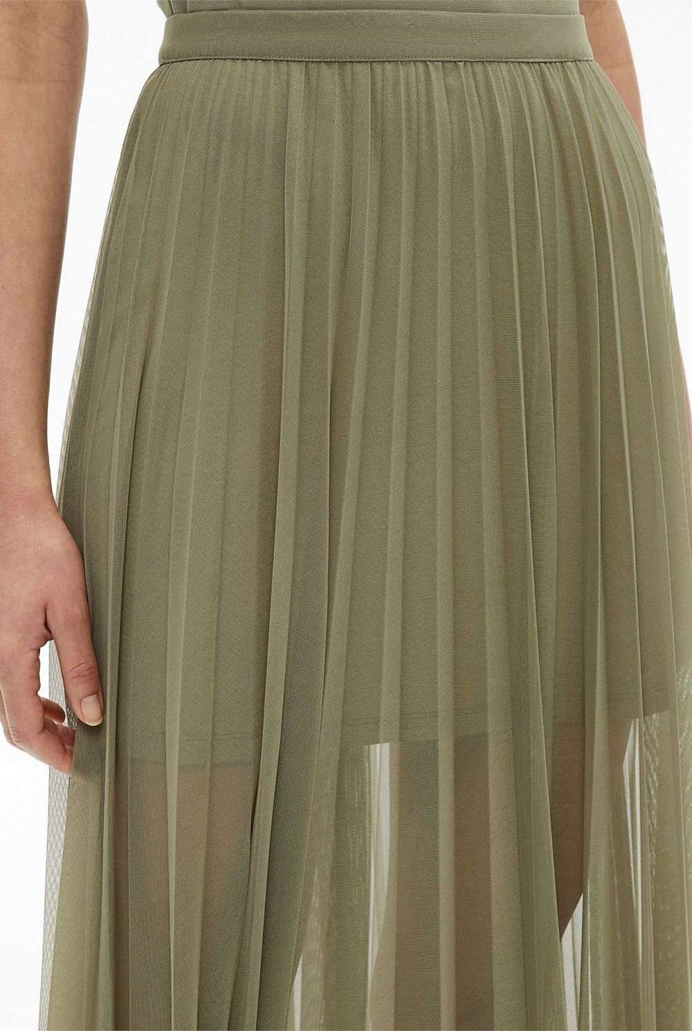 Pleated Mesh Skirt