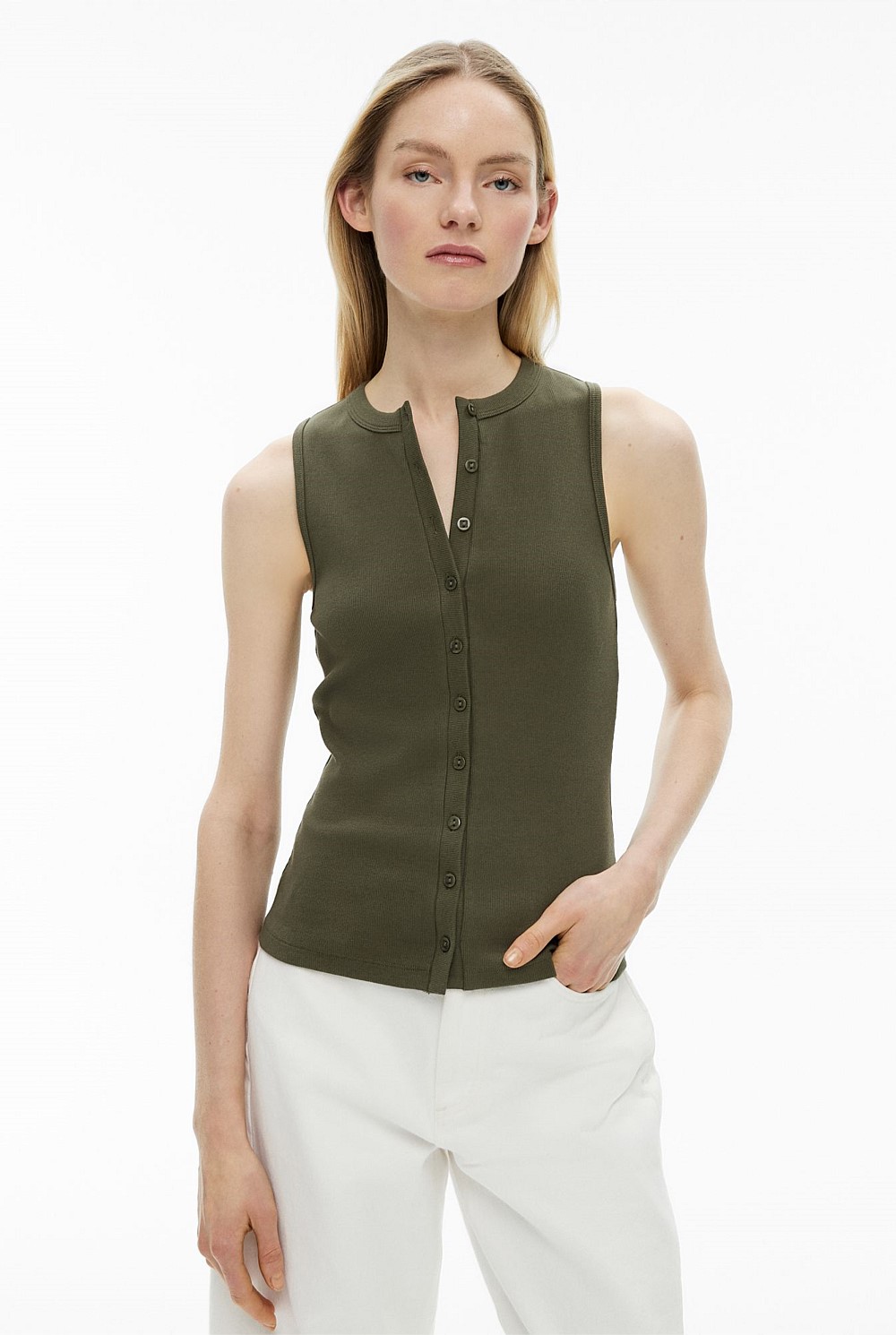 Button Longline Tank Top