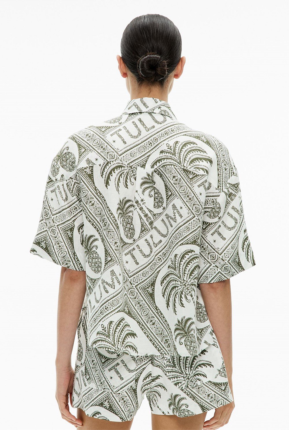 Short Sleeve Printed Linen Shirt