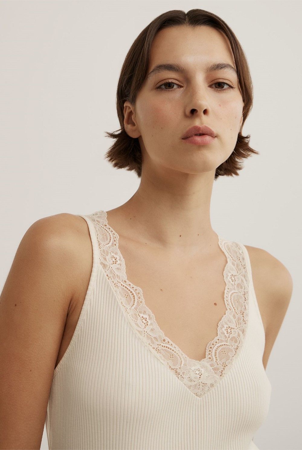 Lace Rib Tank Top