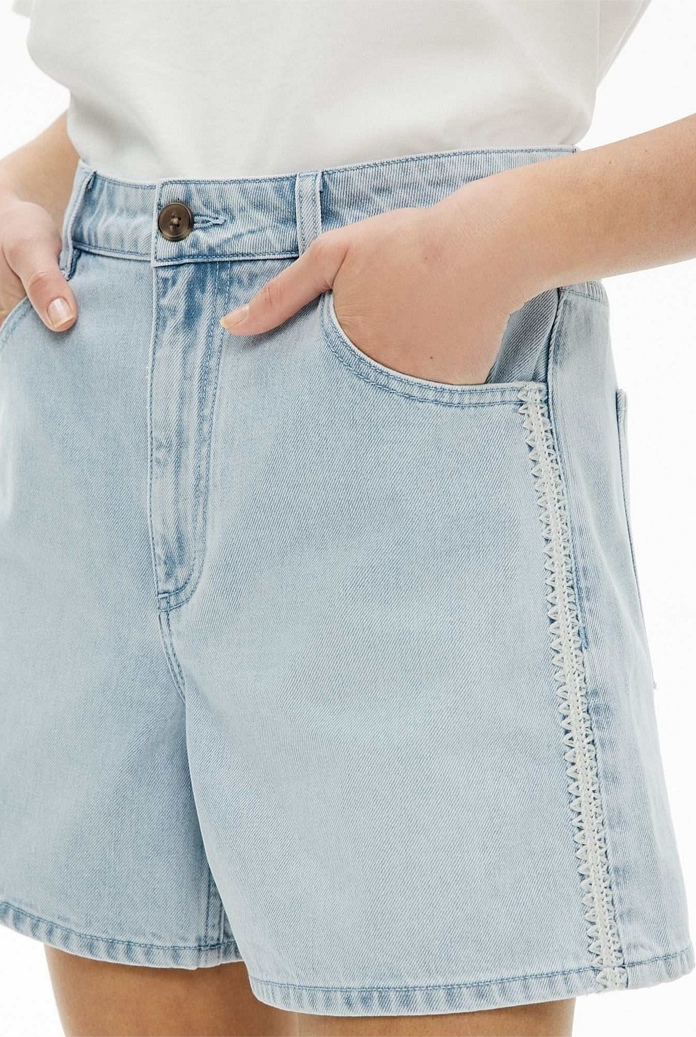 Stitch Denim Shorts