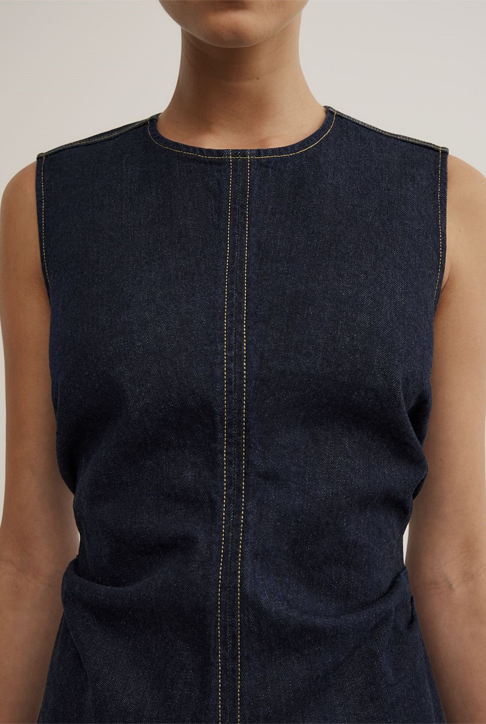 Tuck Detail Denim Dress