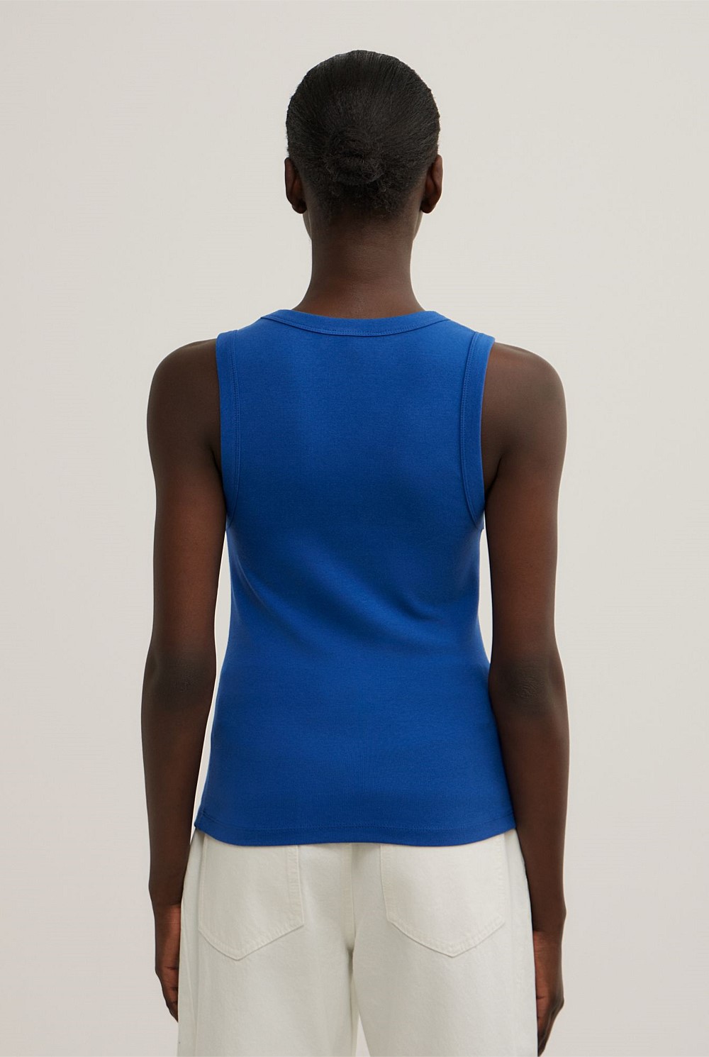 Fine Rib V-Neck Tank Top