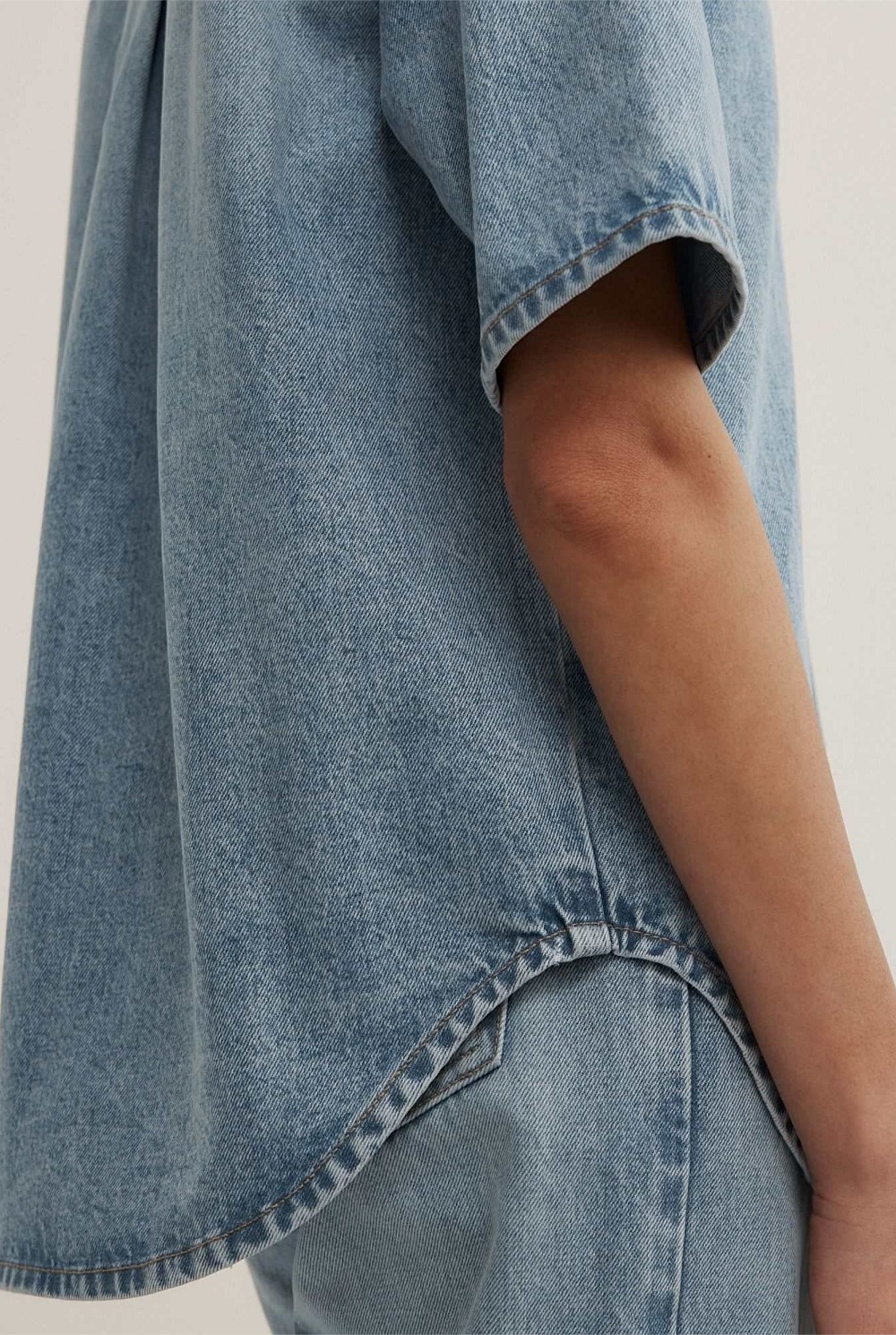 Short Sleeve Denim Snap Shirt