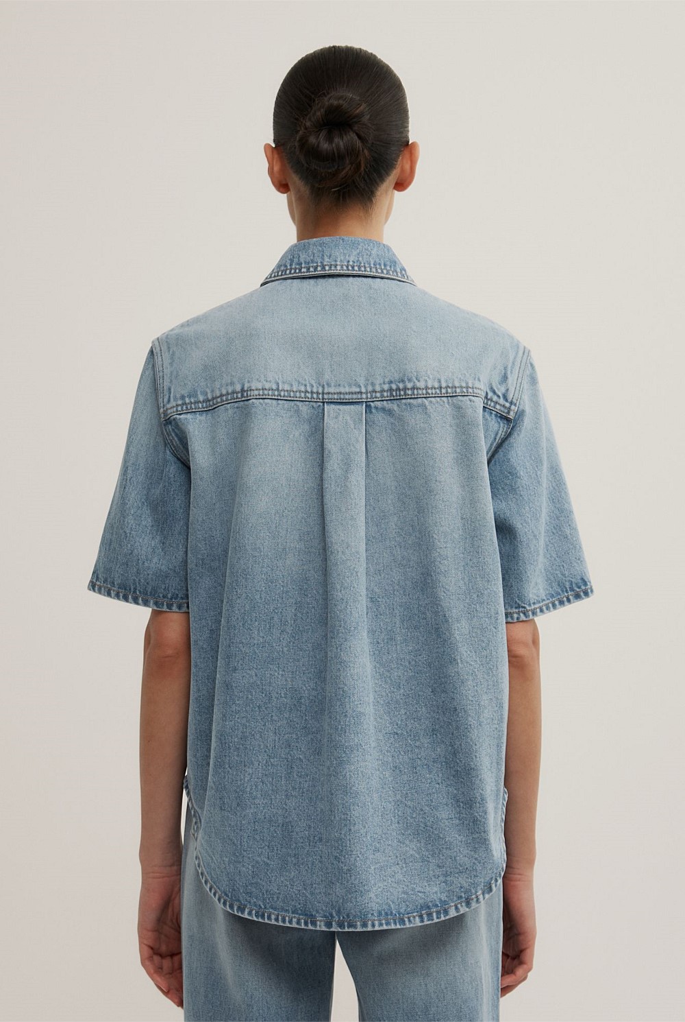 Short Sleeve Denim Snap Shirt