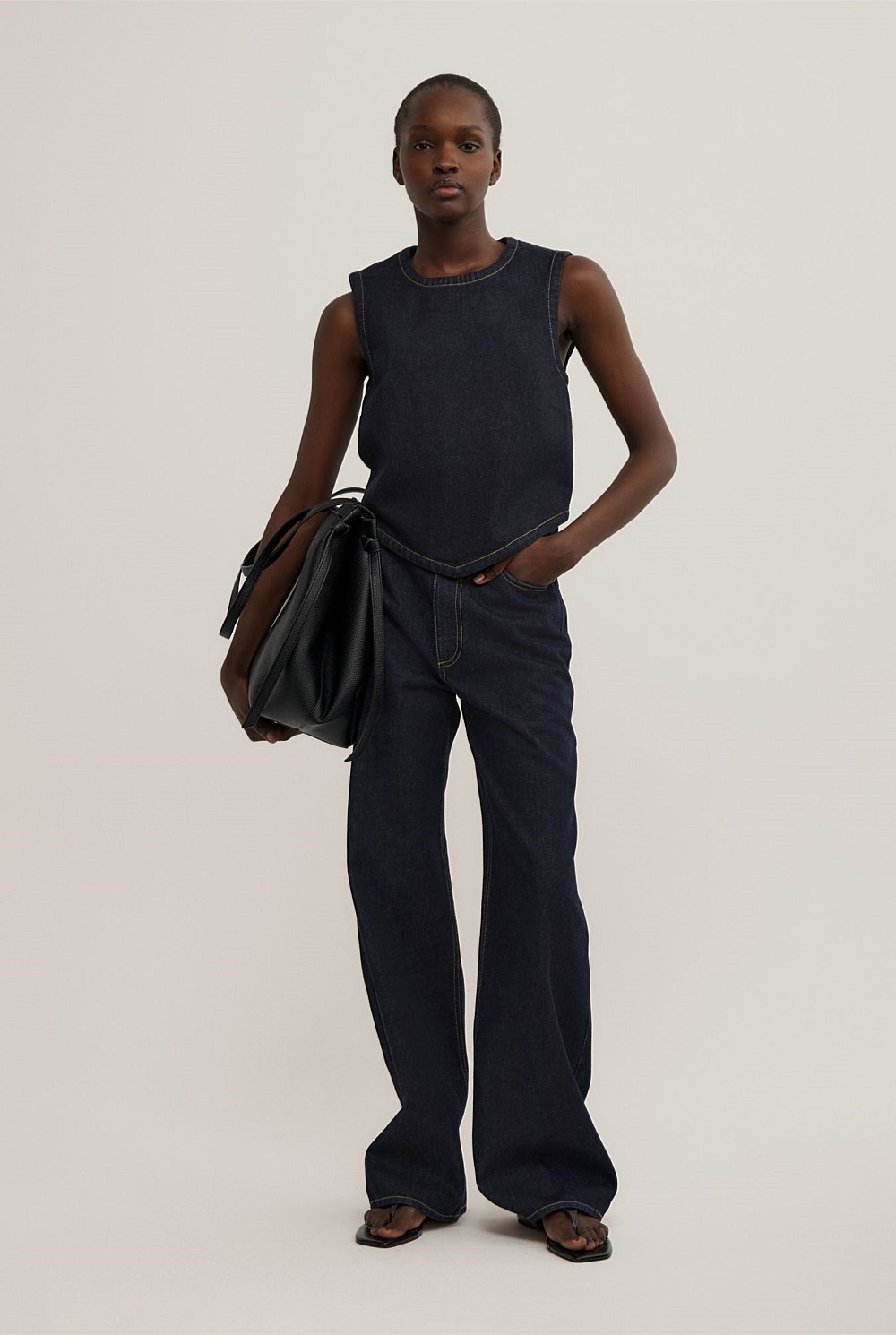 Denim Scarf Hem Top