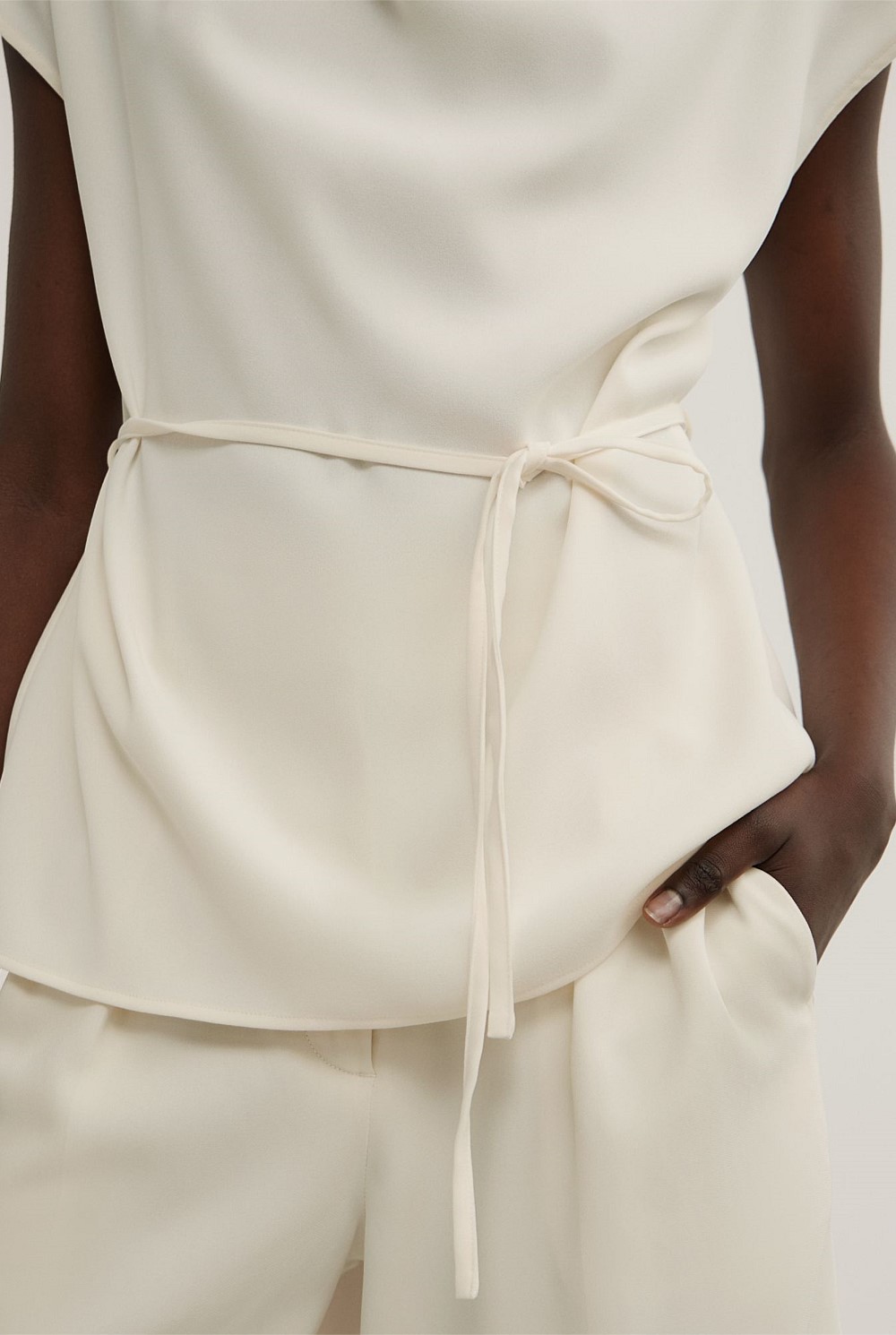 Cowl Tie Belt Top