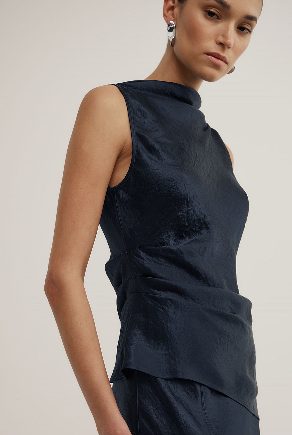 Crinkle High Neck Top
