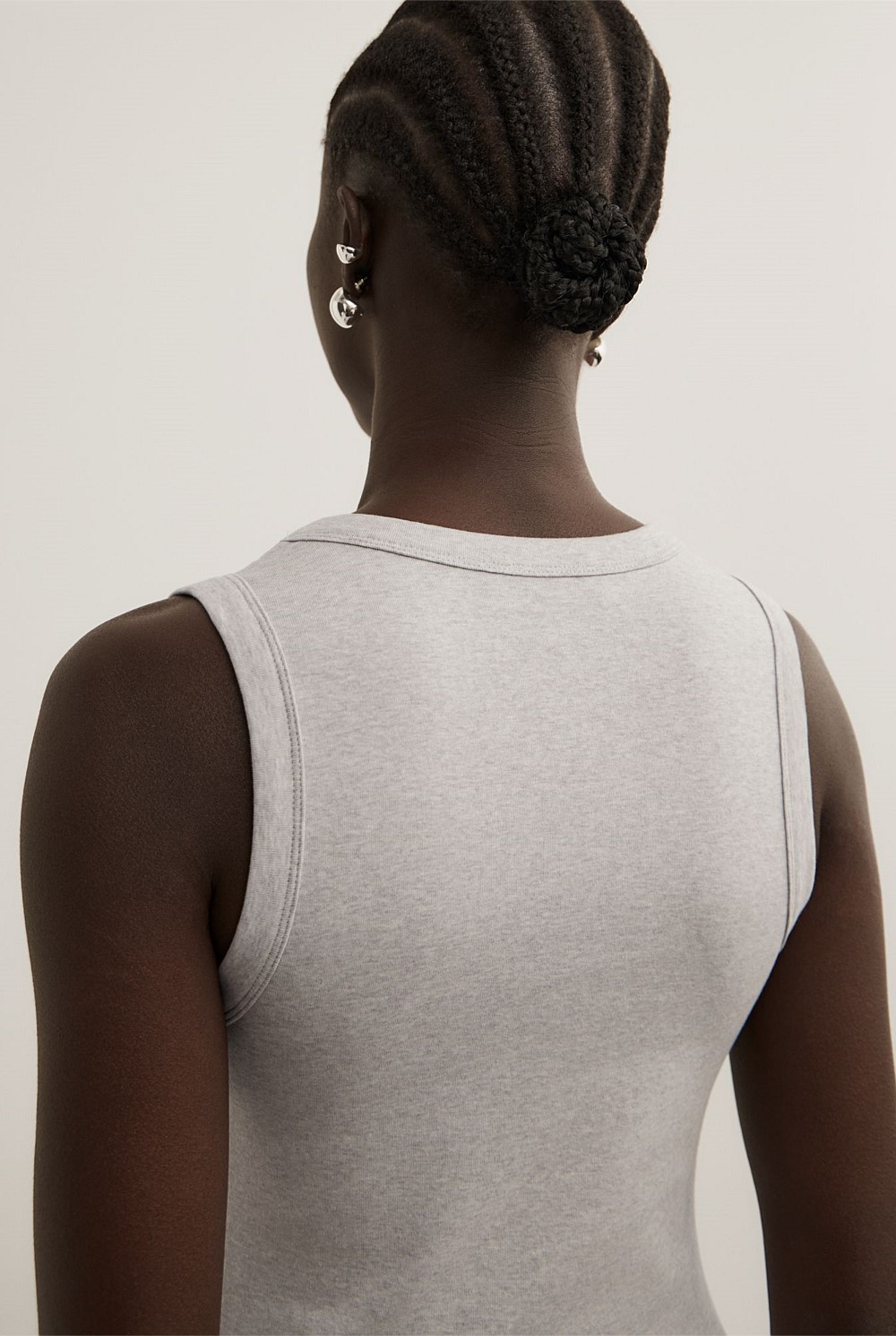 Fine Rib V-Neck Tank Top