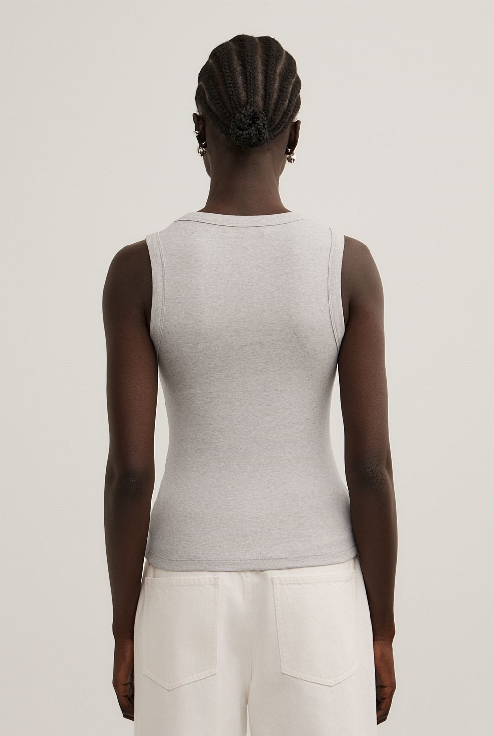 Fine Rib V-Neck Tank Top
