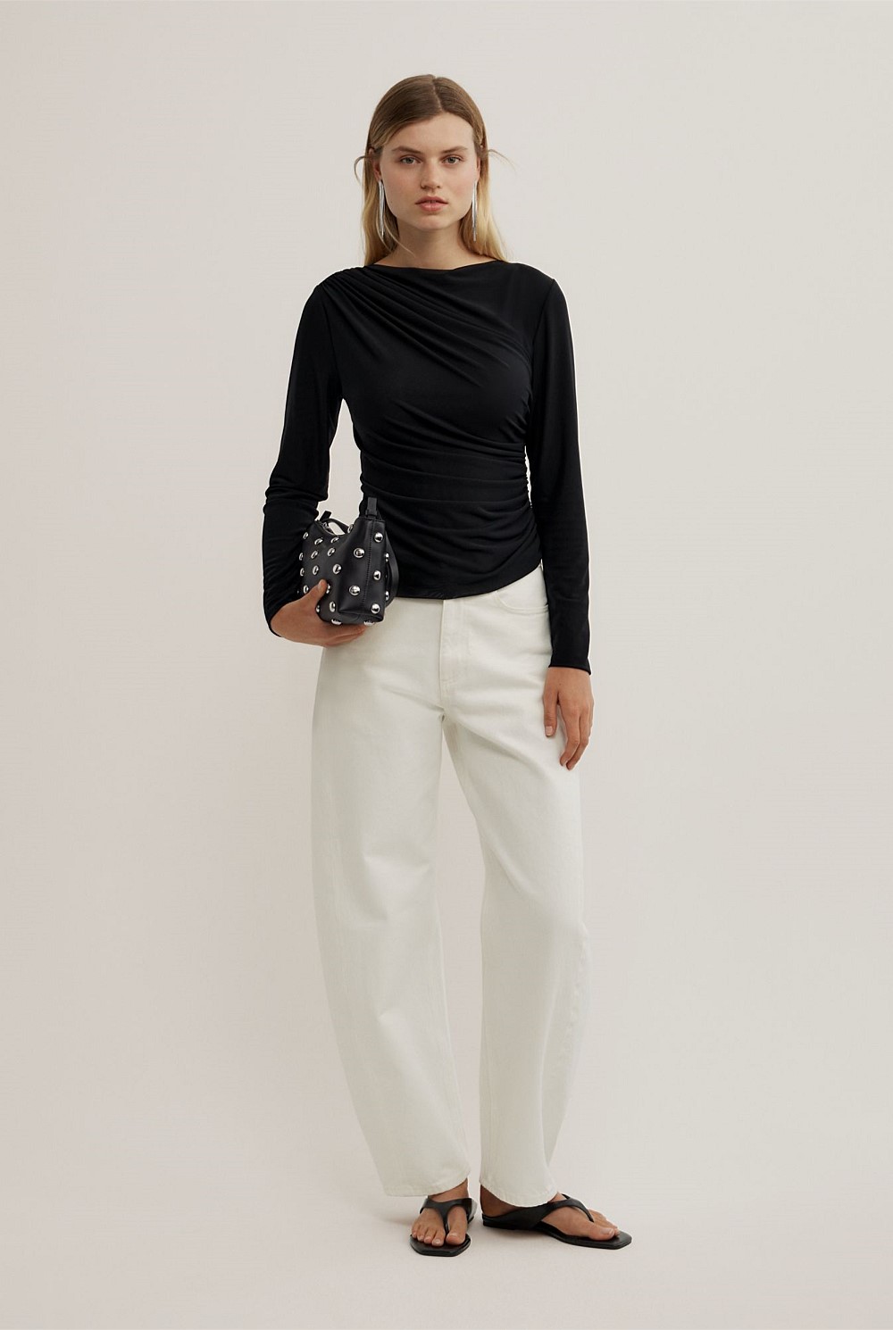 Mesh Drape Long Sleeve Top
