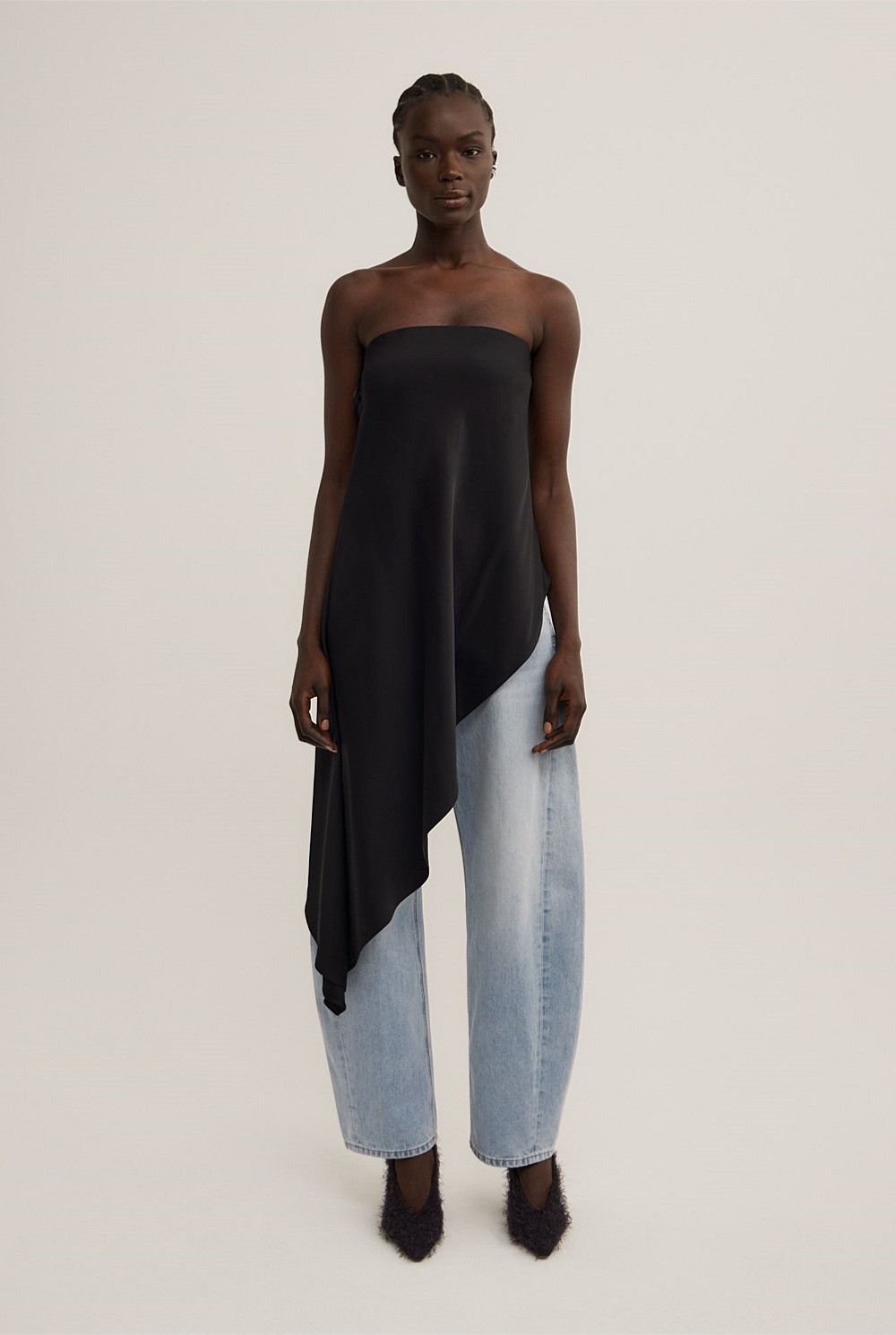 Asymmetric Strapless Top