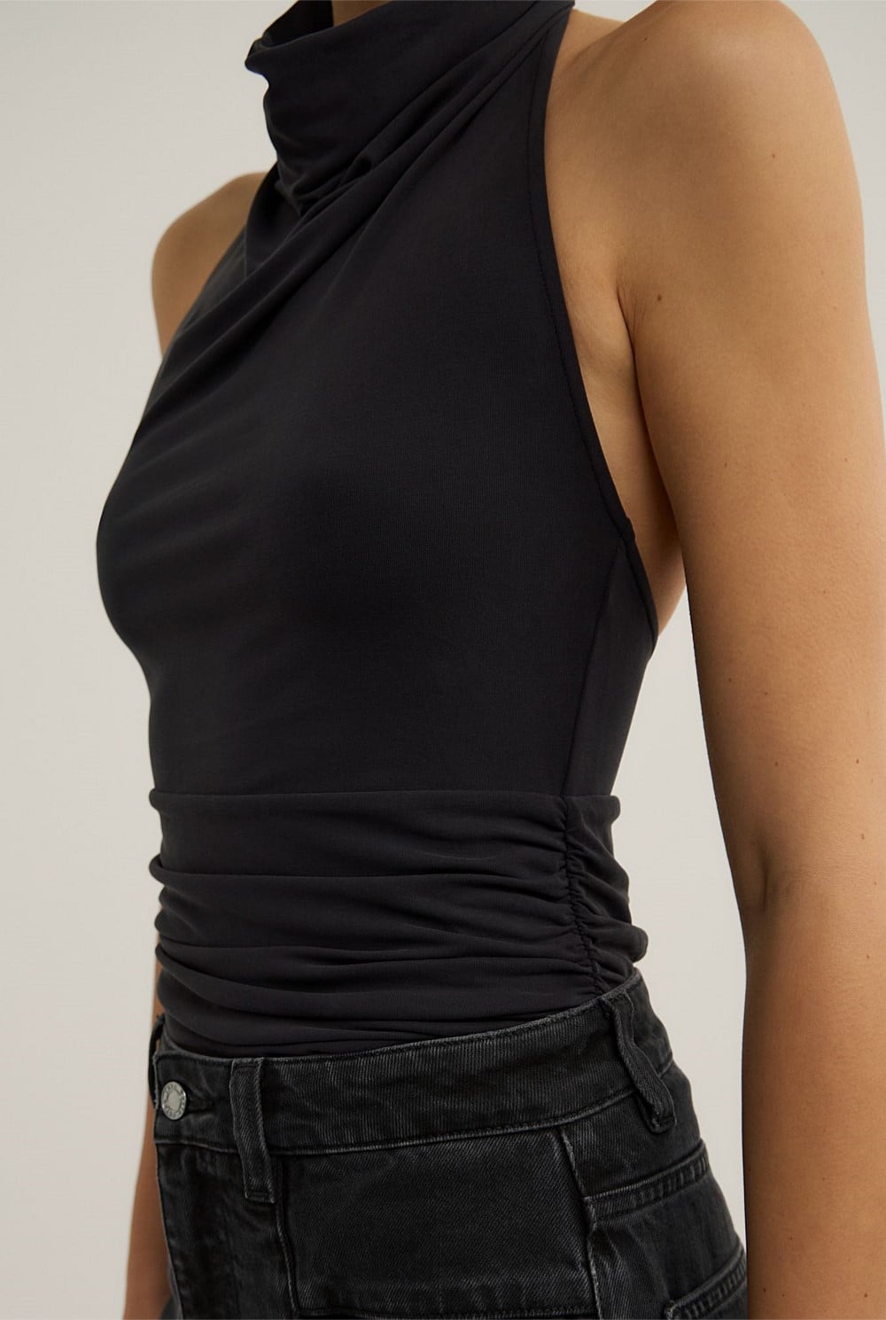 High Neck Cowl Top