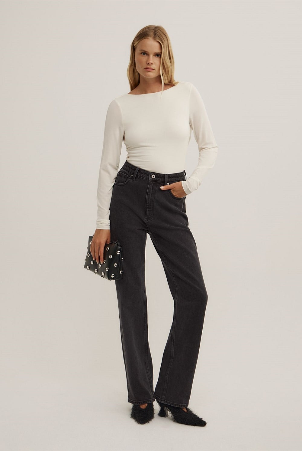 Draped Back Long Sleeve Top