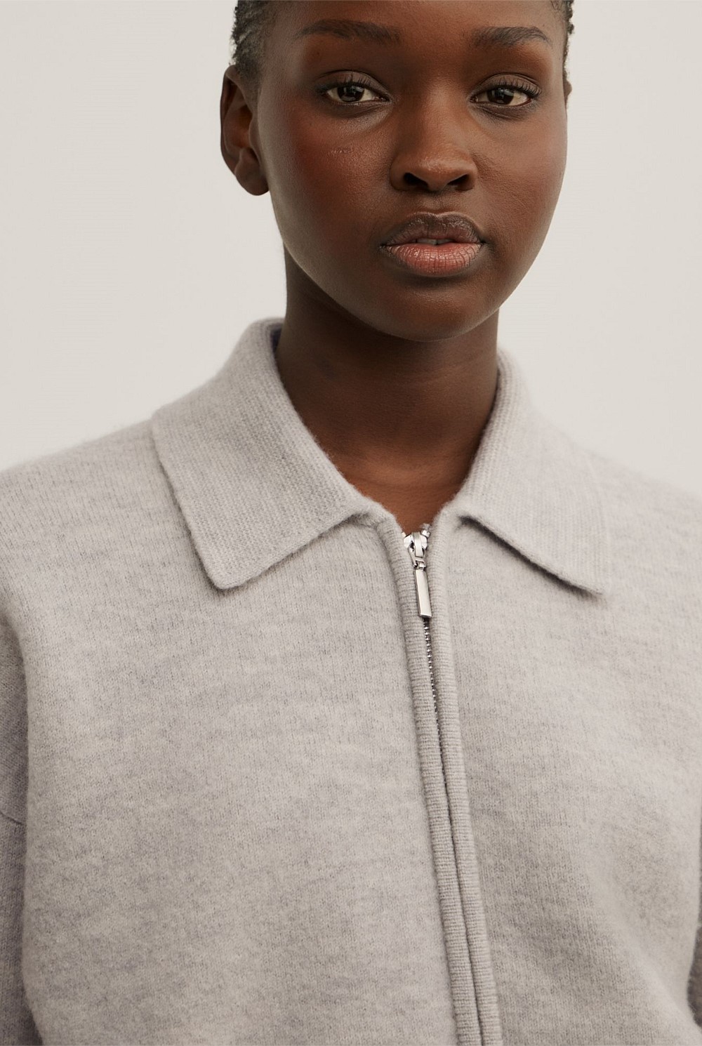 Wool Knit Bomber Jacket