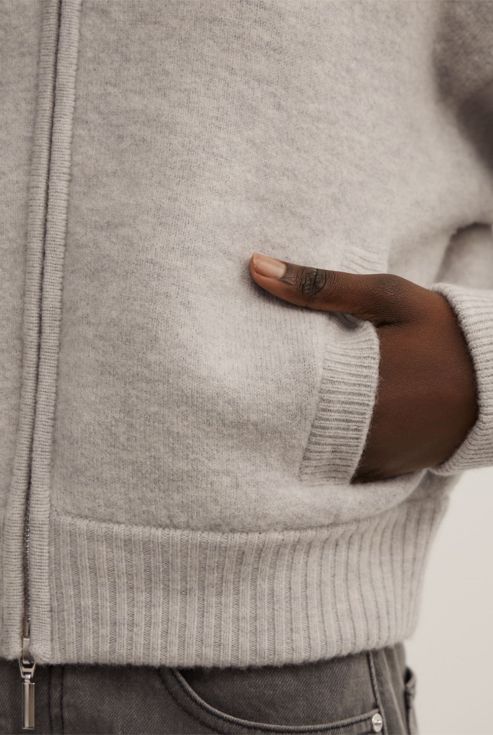Wool Knit Bomber Jacket