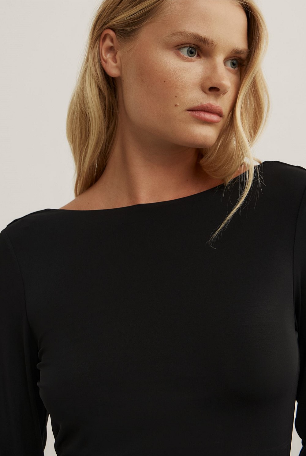 Draped Back Long Sleeve Top